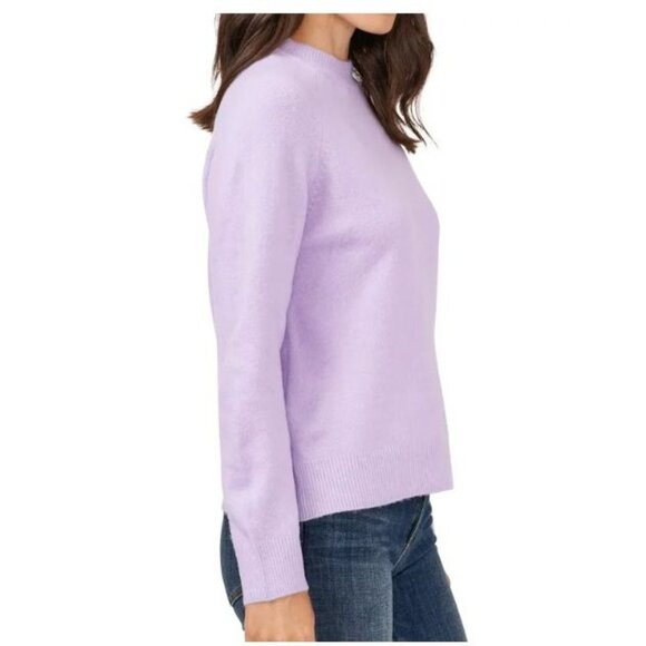 Vince Camuto Women's Ribbed Hem & Cuff Mock Neck Sweater Azalea Violet Large - Picture 2 of 9